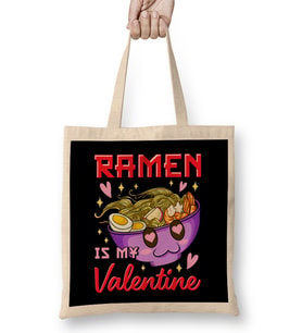 Funny Ramen Is My Valentine Cute Anime Kawaii Bez Çanta Uzun Saplı