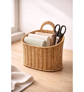 Hasır Rattan Üstten Asmalı Organizer Sepet Düzenleyici 22*30cm