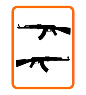Otomatik Tüfek Tasarım Oto Cam Sticker 2 Adet Sağ-Sol Siyah 20*6 Cm