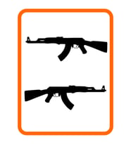 Otomatik Tüfek Tasarım Oto Cam Sticker 2 Adet Sağ-Sol Siyah 20*6 Cm