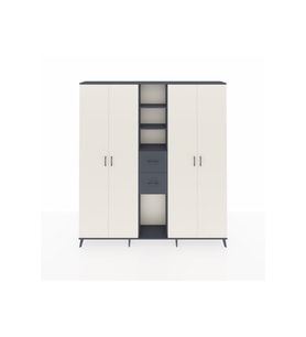 Arges Dolap 15 Raflı 2 Çekmeceli 4 Kapaklı 220x30x243 Antrasit-Aytaşı/Antrasit