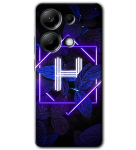 Redmi Note 13 Pro 4G Kılıf HD Desen Baskılı Kılıf - Dark Neon Yaprak H Harfi