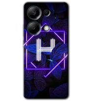 Redmi Note 13 Pro 4G Kılıf HD Desen Baskılı Kılıf - Dark Neon Yaprak H Harfi