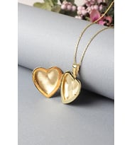 Resimlik Kolye Kalp Bonbeli Madalyon Gümüş Zincir 925 Ayar Kolye (Gold)
