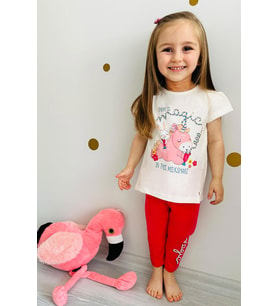 Breeze Kız Çocuk Kapri Taytlı Takım Unicorn Baskılı 1.5-5 Yaş, Ekru