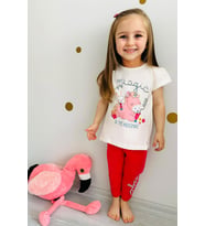 Breeze Kız Çocuk Kapri Taytlı Takım Unicorn Baskılı 1.5-5 Yaş, Ekru