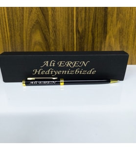 Kişiye Özel Kutulu Siyah Gold Metal kalem