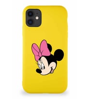 Apple iPhone 11 Soft Premier Kapak Minnie Mouse-B Tasarımlı Silikon Kılıf - Sarı (Şeffaf)