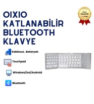Katlanabilir Beyaz Her Cihaza Bluetooth İle Uyumlu Portatif  Taşınabilir Dokunmatik Mini Klavye