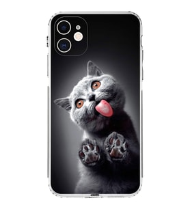 PrintiFy iPhone 11 ile Uyumlu Kedi 2 Kamera Korumalı Şeffaf Kılıf