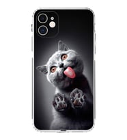 PrintiFy iPhone 11 ile Uyumlu Kedi 2 Kamera Korumalı Şeffaf Kılıf