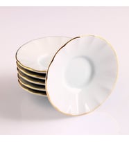 6 Kişilik Porland Porselen Ergonomi Çay Tabağı - İnci Gold