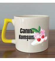 Canım Komşum Baskılı Sarı Kulplu D Kupa