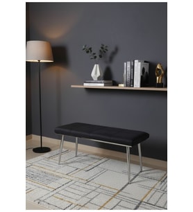 Metal ayaklı krom siyah modern bench, şık ve kullanışlı tasarım