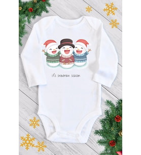 Unisex Bebek Beyaz Kardan Adamlar Uzun Kol Çıtçıtlı