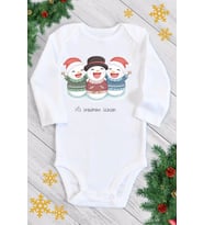 Unisex Bebek Beyaz Kardan Adamlar Uzun Kol Çıtçıtlı