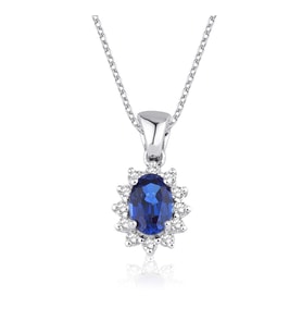 0,72 Karat Pırlanta Safir Kolye (Beyaz)