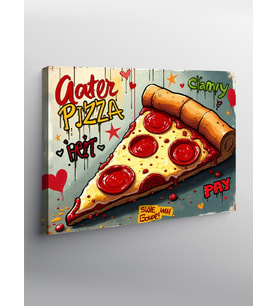 Kanvas Tablo Renkli Pizza İllüstrasyonu
