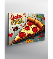 Kanvas Tablo Renkli Pizza İllüstrasyonu