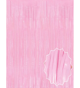 Soft Pembe Püsküllü Kapı Perdesi - Parti, Baby Shower, Cinsiyet Partisi 1x2 m (5047)