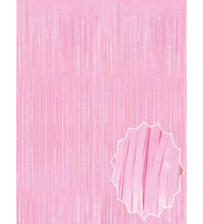 Soft Pembe Püsküllü Kapı Perdesi - Parti, Baby Shower, Cinsiyet Partisi 1x2 m (5047)