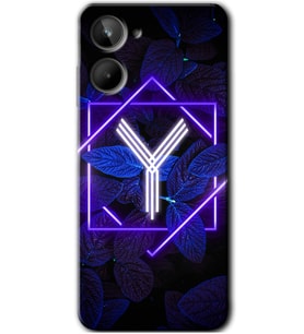 Realme 10 4G Kılıf HD Desen Baskılı Kılıf - Dark Neon Yaprak Y Harfi