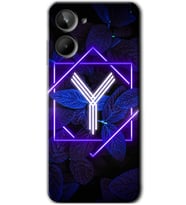 Realme 10 4G Kılıf HD Desen Baskılı Kılıf - Dark Neon Yaprak Y Harfi