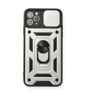 Apple İphone 11 Pro Kılıf Pars Lens Yüzüklü Silikon - Gümüş
