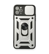 Apple İphone 11 Pro Kılıf Pars Lens Yüzüklü Silikon - Gümüş
