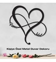Kişiye Özel Metal Tablo - Sonsuz Kalp Temalı Metal Duvar Dekoru - Sevgililer için Hediyelik Aşk Tablosu