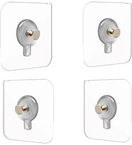 Gfc Life Store -  Home 4 Adet Yapışkanlı Duvara Monte Vida Kancaları, İz Bırakmayan Asma Çivi Kancaları Tutucular Vidalar, Banyo Mutfak Oturma Odası için Dekoratif Tablolar Asmak için Şeffaf Vida Duvar Çivisi