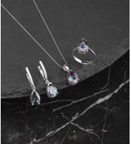 925 Ayar Gümüş Mistik Topaz Taşlı Damla Set