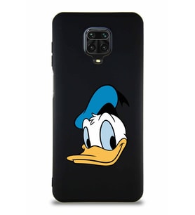Xiaomi Redmi Note 9 Pro Soft Premier Kapak Donald Duck-B Tasarımlı Silikon Kılıf - Siyah (Şeffaf)