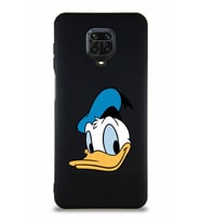 Xiaomi Redmi Note 9 Pro Soft Premier Kapak Donald Duck-B Tasarımlı Silikon Kılıf - Siyah (Şeffaf)