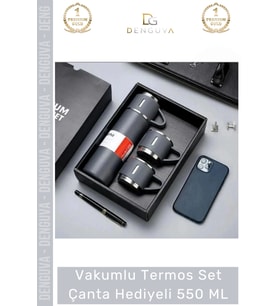 #ÇelikTermos Vakumlu Çelik Isı Yalıtımlı Kamp Bardaklı Sızdırmaz Termos Set Çanta Hediyeli 550 Ml