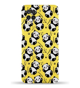 Samsung Galaxy M12 Uyumlu Lansman Kılıf Panda Tasarımlı İçi Kadife Kapak-Sarı (Şeffaf)