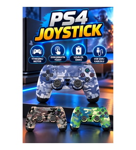 PS4 Joystick Oyun Kolu Titreşimli Dokunmatik Yüzeyli USB Şarj Kablolu Uzun Pil Ömürlü