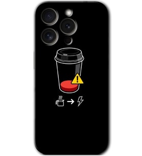 İphone 15 Pro Max Kılıf HD Desen Baskılı Kılıf - Coffee Battery