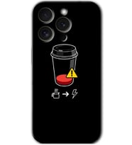 İphone 15 Pro Max Kılıf HD Desen Baskılı Kılıf - Coffee Battery