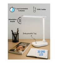 ST-7901 Şarjlı LED Masa Lambası, Dokunmatik Masaüstü Çalışma Masası Lambası 30 SMD LED