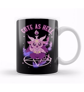 Cute As Hell Anime Kawaii Baphomet Pastel Goth Pun Kupa Bardak Porselen