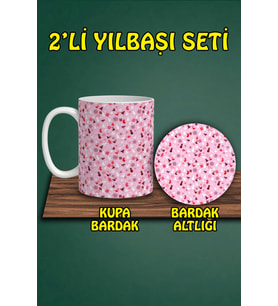 Yılbaşı Temalı Kupa ve Bardak Altlığı Seti