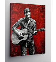 Kanvas Tablo Kırmızı Fonlu Gitarist