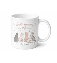 İsme Özel Kedi Sahibi Kedi Desenli Baskılı Porselen Kupa Bardak Hediye