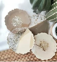 Epoksi 4 lü Bardak Altlığı Takımı (Krem-Gümüş)