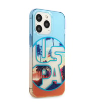 Apple iPhone 14 Pro Uyumlu Kılıf U.S. POLO ASSN. Renkli Yaprak Baskılı Dizayn Kapak (Turuncu)