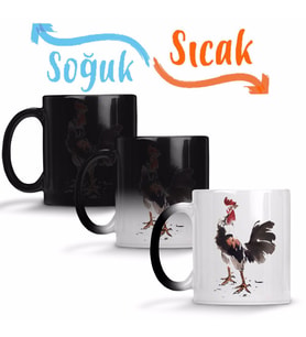 Rooster Stare Horoz Sihirli Kupa Bardak Porselen