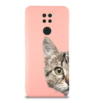 Xiaomi Redmi Note 9 Uyumlu Lansman Kılıf Catface Tasarımlı İçi Kadife Kapak-Pembe (Şeffaf)
