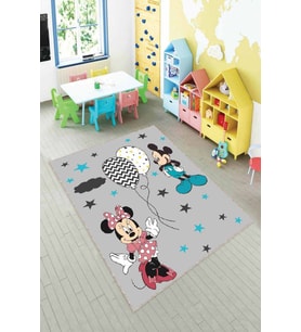 Gri Kaymaz Tabanlı Yıkanır Miki Mouse Çocuk Halısı AR1142