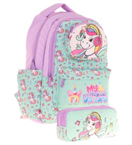 Kaukko Kids Toys Kız Çocuk Turkuaz 3d Unicorn Şekilli İlkokul Çantası ve Kalemlik Seti (L5234+L8234)